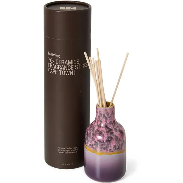 HKLIVING geurstokjes 70's ceramics - Cape Town - 200 ml paars/oker