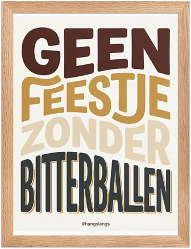 HangSlangs Bitterballen Dutch Poster - HangSlangs - 30x40 - wall art - premium framed poster Oak