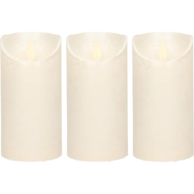Anna's Collection Led kaars/stompkaars - 3x - creme/parel wit - H15 x D7,5 cm - wax - bewegende vlam