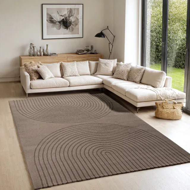 the carpet Elisa – zacht hoogpolig woonkamer vloerkleed, modern design tapijt met geometrisch patroon, bruin, 80 x 150 cm