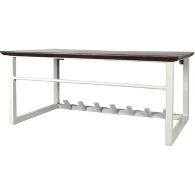 MySons Kapstok Antigua met hoedenplank mangohout - 7 haken - walnoot - 64x35x27 cm