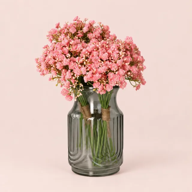 Bellatio Design Kunstbloemen boeket Gipskruid - 4x - 30 cm - roze - kunst zijdebloemen - Gypsophila
