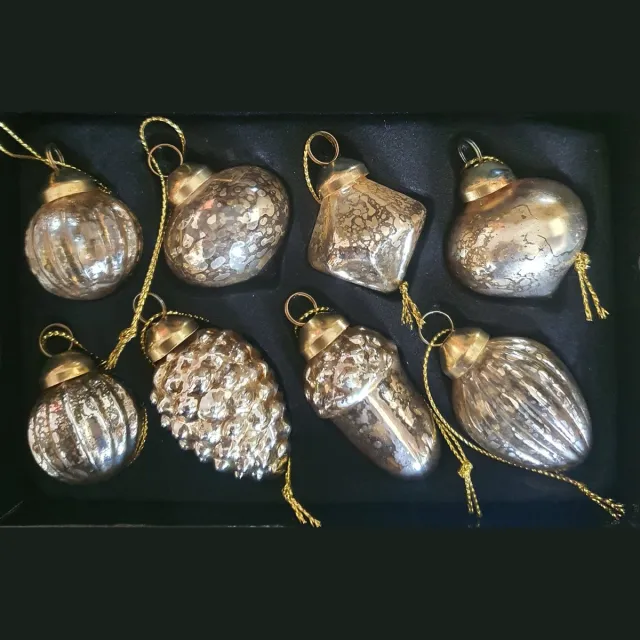 House of Seasons Mini hang glas ornament/kersthanger 16stuks , Champagne kleur, cca H4 x D3.5cm