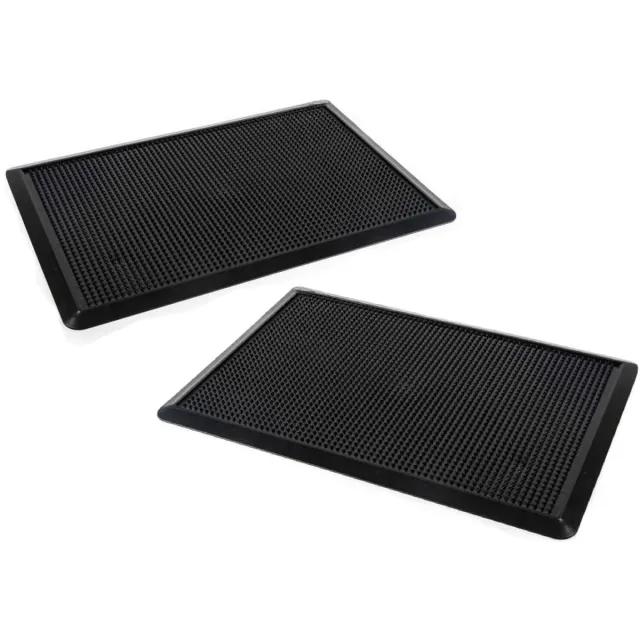 PLASTICFORTE deurmat Rubber - 2x - kunststof - rechthoekig - 40 x 60 cm - vuil afkloppen - ruwe mat - rechthoek - voordeur Zwart