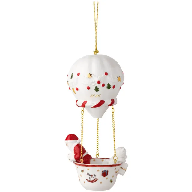 Villeroy & Boch Ornament Heißluftballon 2026 Christmas Classics 7,1 x 6,4 x 15,3 cm wit-goud