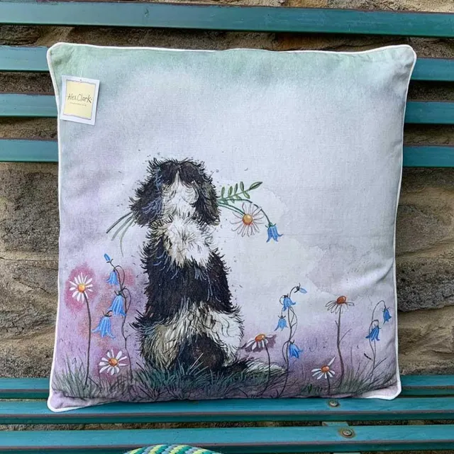 Alex Clark Art Sierkussen - Spaniel & Flowers ~ Spaniel & Bloemen - 45 Cm X 45 Cm Design