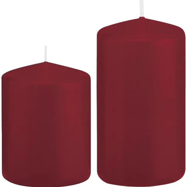 Trend Candles Stompkaarsen set 2x stuks bordeaux rood 8 en 12 cm