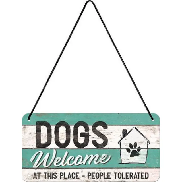 Nostalgic Art Merchandising Nostalgic Art Metalen Bord Hanging Dogs Welcome groen