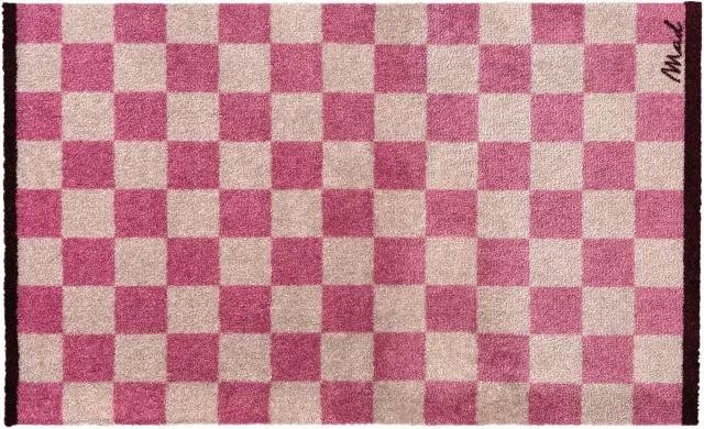 Madaboutmats Mad About Mats - DEREK - deurmat/badmat - ruitjes - droogloop/touch - wasbaar - 67x110cm roze, beige