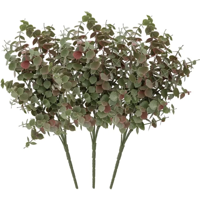DK design Kunstbloem Eucalyptus tak - 3x - 47 cm - saliegroen - bundel/bosje - Kunst zijdebloemen Salie groen