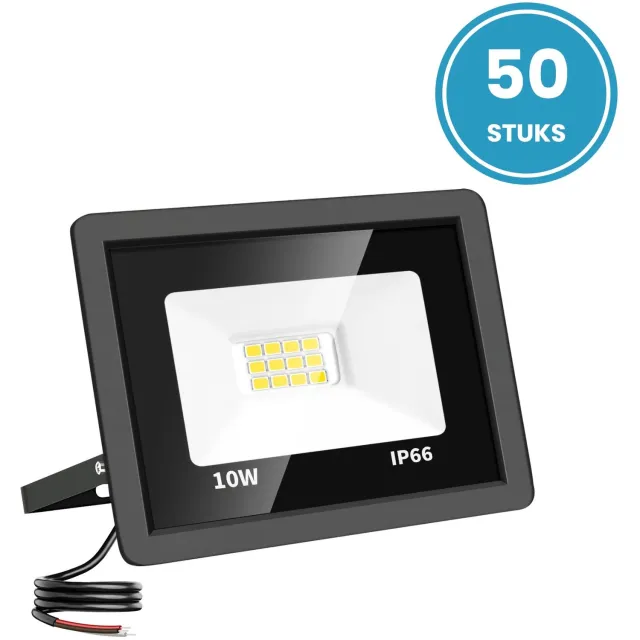 Tsong LED schijnwerper 10W - 50 stuks - Koelwit 4000K - 1.000 lm - 120° breedstraler - IP66