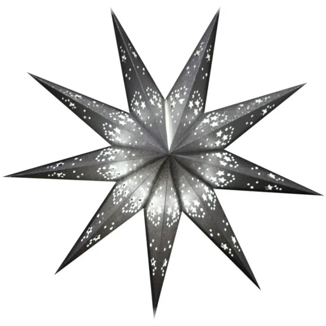 Only natural Floz Design luxe kerstster - papieren ster - zilvergrijs met glitters - 60 cm - met verlichting