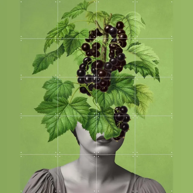 IXXI The Blackcurrant Miracle, Marja van den Hurk - 80 x 100 cm - Grote wanddecoratie en posters - Surrealisme, Grafisch Ontwerp, Slaapkamer Groen / Grijs
