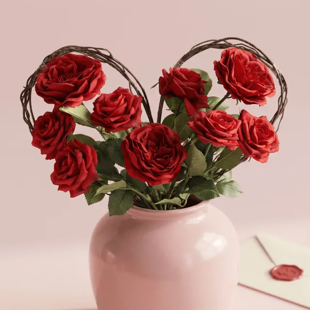 maxifleur Kunstplanten Handgebonden Kunstboeket Veerle Quito 50 cm Rood