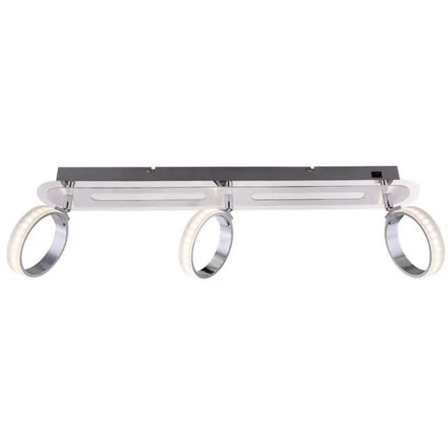 Globo Lighting LED spot strip zwenkbare plafondlamp chroom moderne 3 vlammen, 3x LED 5W 350Lm warm wit, L 60 cm zilver
