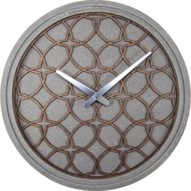 NeXtime Concreto Love – Wandklok – 39.5 cm – Polyresin/Hout – Grijs Grey