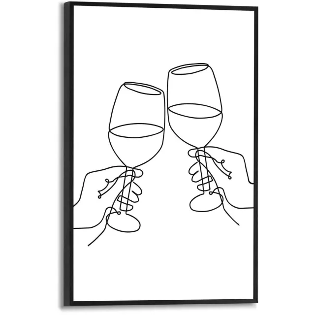 Reinders Schilderij Wijn - 30 x 20 - Hout - REINDERS Zwart-Wit Zwart