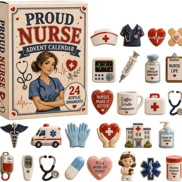 Ulisem Proud Nurse Adventskalender 2027 - 24 Dagen Aftelkalender - 2D Acryl Ornamenten - Blind Box Set - Kerstcadeau Voor Verpleegkundigen - Kerstversiering Voor Boom En Huis