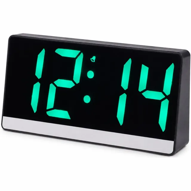 SWGOTA Digitale LED-spiegelwekker met temperatuurweergave - Zwarte behuizing - 165 × 82 × 30 mm