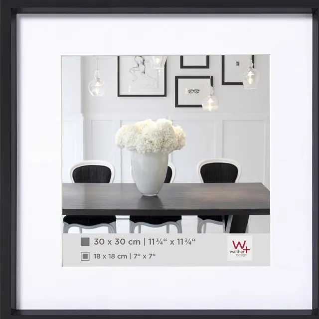 Walther Steel Style - Kunststof lijst - Fotoformaat 30x30cm - Zwart