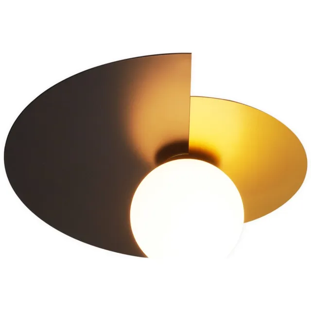 NETTLIFE Plafondlamp E14 - zwart goud - 1-Lichts - Vintage Plafondverlichting - met Glas Lampkap - Metaal - voor Woonkamer | Slaafkamer | Keuken | Hal - Zonder Lichtborn - 35.5cm