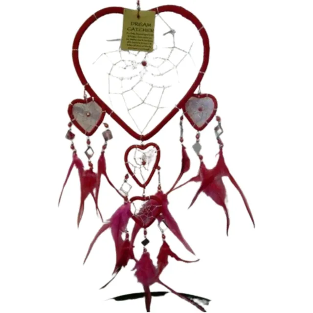 Ruben Robijn Dromenvanger - Hartje met spiegels - Rood - 17 cm - Dreamcatcher n.n.b