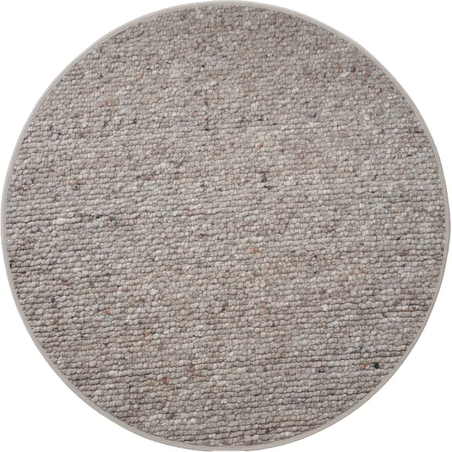 Veer Carpets Vloerkleed Steve Donker Beige Rond ø160 cm - Wollen Design Vloerkleed in Scandinavische / Japandi Stijl Bruin