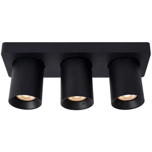 Lucide NIGEL - Plafondspot - LED Dim to warm - GU10 - 3x5W 2200K/3000K - Zwart