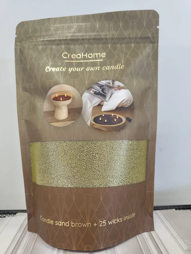 Creahome Kaarsenzand Brown 250g | Incl. 25 Lonten | Candle Sand | Kaarsparels | Zandkaarsen Maken | DIY Kaarsen Set | Candle Cocktail bruin