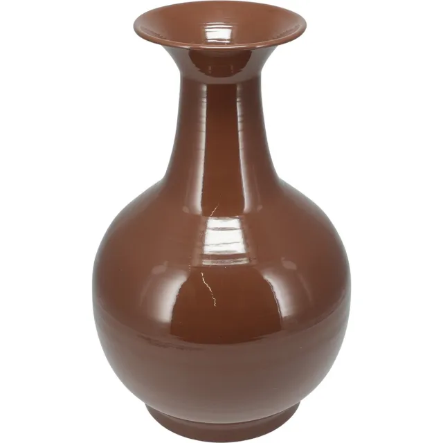 In & Out Deco Bol Vaas - Zink - Bruin - Hoogglans - 38 cm hoog - 24 cm rond