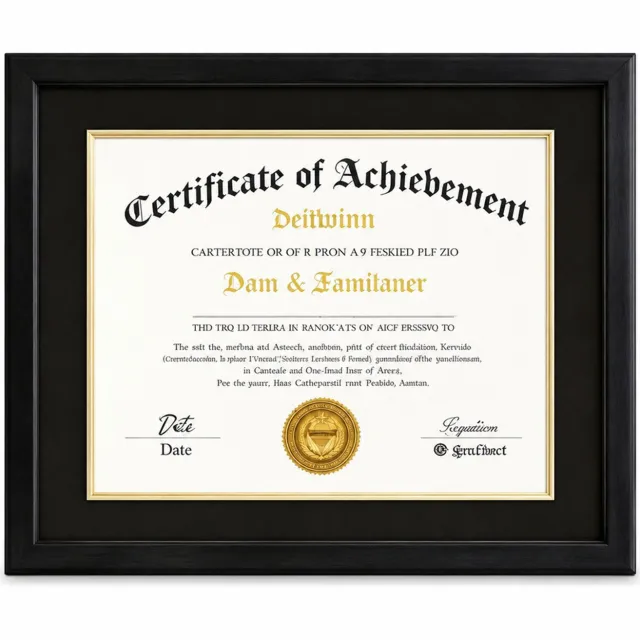 SWGOTA Zwarte MDF certificaatfotolijst met zwartgouden dubbele passepartout voor een binnenmaat van 28 bij 35 komma 5 centimeter Zwart goud