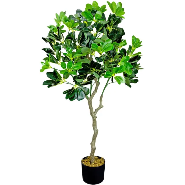 Decovego Kunstmatige Schefflera Plant, Kunstmatige Parapluboom 100 cm, Duurzaam Kunststof Materiaal, voor Binnengebruik, Onderhoudsarm Decoratie