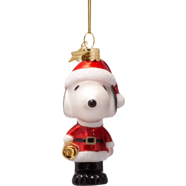Vondels kerstornament Snoopy met kerstoutfit rood