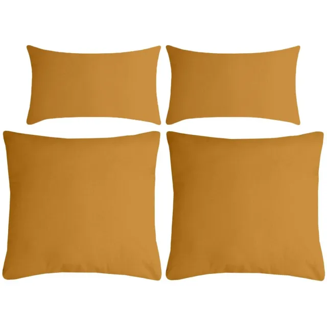 Stof Textile sierkussen Nelson - set 4x - okergeel - 2 formaten - bank kussens - polyester
