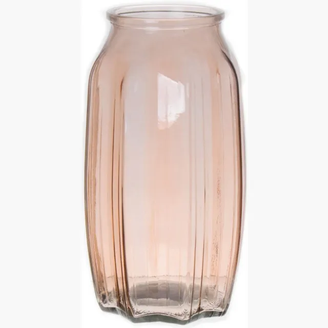 Bellatio Design Bloemenvaas - taupe/bruin - transparant glas - 12 x 22 cm - vaas