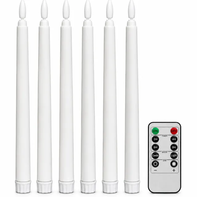 SWGOTA led kaarsen - 1 witte gladde dinerkaars met spitse top, op afstand bedienbaar, zonder afstandsbediening