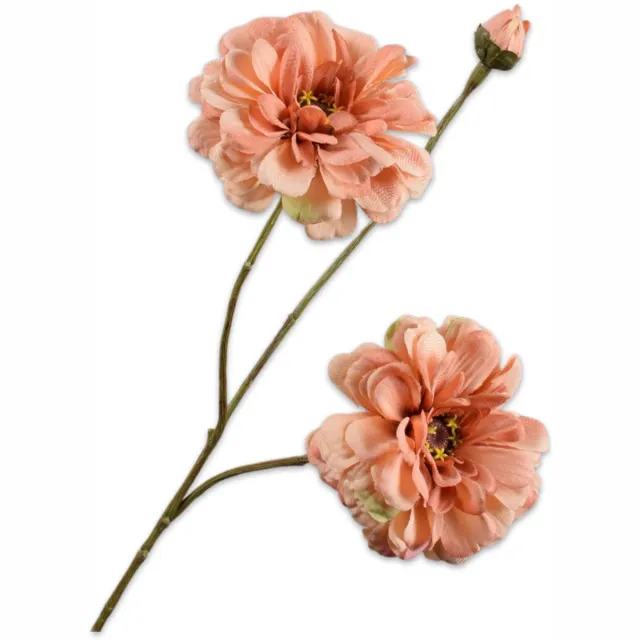 Silk-ka Kunstbloem-Zijden Bloem-Kunsttak Zinnia Tak Zalm 66 cm