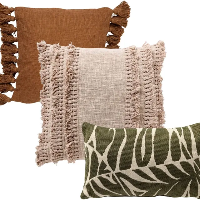 Dutch Decor KUSSENSET - 3-delig - Desert Leaves - 45x45 cm, 30x50 cm - Inclusief binnenkussens - groen, beige, bruin - Met Ritssluiting – Decoratie set sierussens - Comfortabele kussentjes voor op de Bank