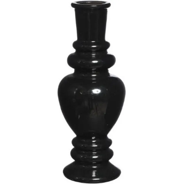 Ideas 4 Seasons Kaarsen kandelaar Venice - gekleurd glas - transparant zwart - D5,7 x H15 cm