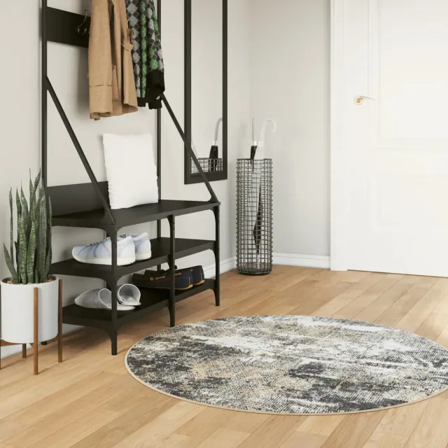 vidaXL Vloerkleed wasbaar Ø 120 cm meerkleurig grijs, foto 2