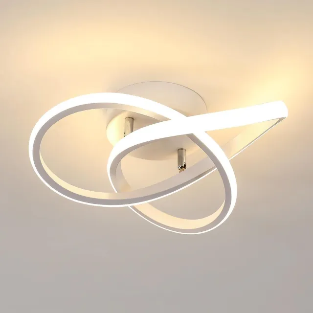 Haobosic Moderne LED-plafondlamp, creatief design, aluminium kroonluchterlamp voor keuken, woonkamer, slaapkamer, eetkamer (wit, 30W, warm wit licht, 3000K)