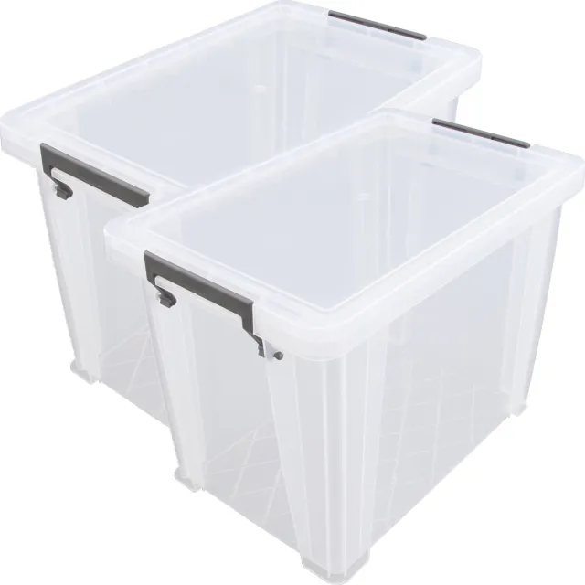 Whitefurze Opbergbox - 2x stuks - 18,5 liter - Transparant - 40 x 26 x 29 cm