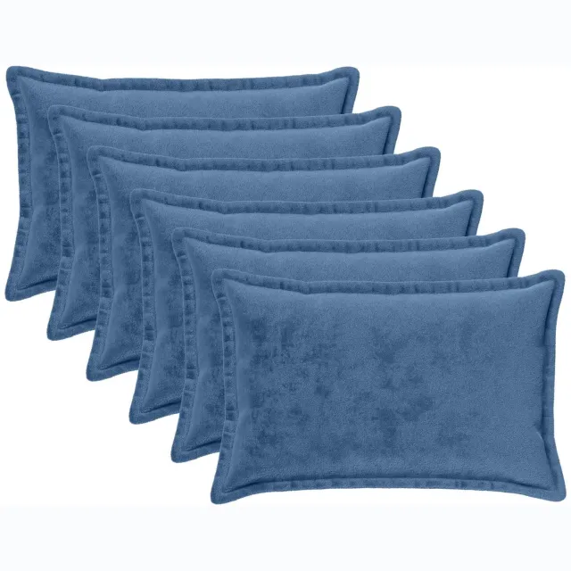 vidaXL Dekenkussen - 6 - st - HOUTEN - Lichtblauw - 30 - x - 50 - cm - Flanel
