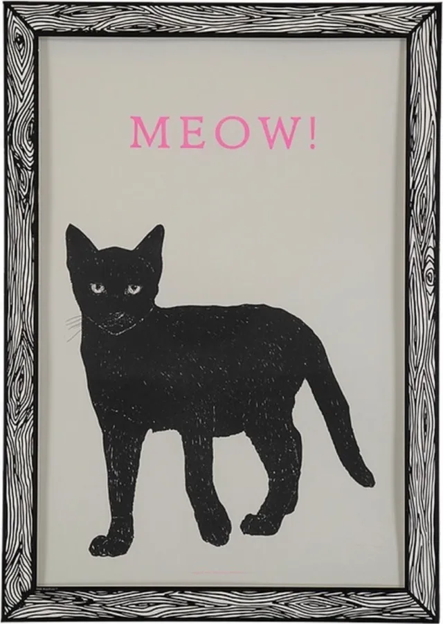 Goodnight Light The A3 Print “MEOW” by Marke Newton Riso print A3 in envelope printed with plastic window ready to hang on