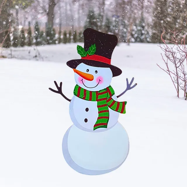 Janse Sneeuwman tuinsteker - Kerst - Kerstversiering - Kerstaccessoires - Decoratief kerstfiguur - Tuindecoratie - Feestdagen - Tuinversiering - Winter figuren - Metalen tuinstekers