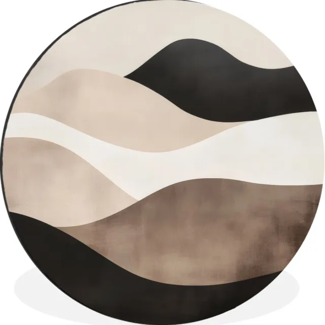 WallCircle Wandcirkel - Muurcirkel - Abstract - Landschap - Golven - Crèmekleur - Aluminium - Dibond - 90x90 cm - Binnen en Buiten Golven - Abstract - Crèmekleur