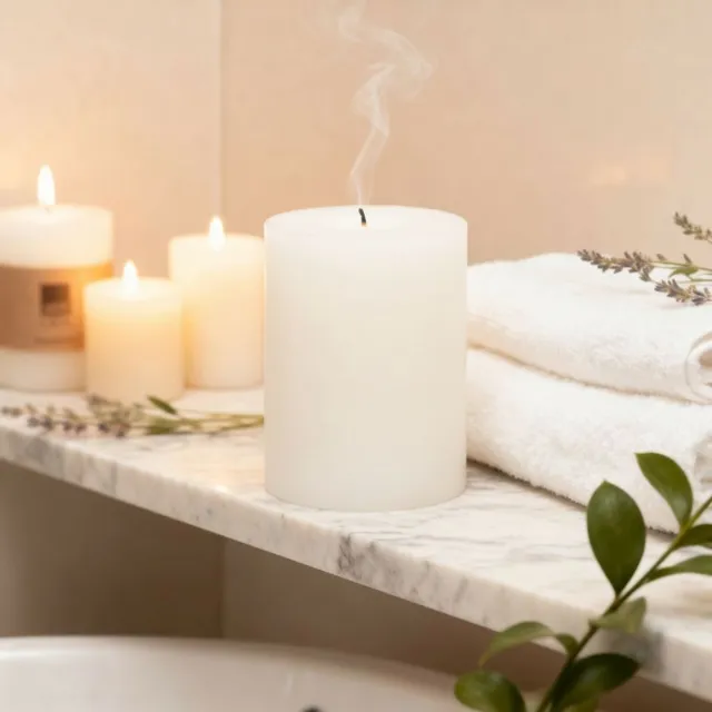 arti casa Rustieke Kaars Wit - Bolkaars Ø7 x H8 cm - Lange Brandduur van 30 Uur - Stijlvol Ontwerp - Geschikt voor Elke Ruimte in Huis - Sfeervolle Decoratie of Origineel Cadeau-idee