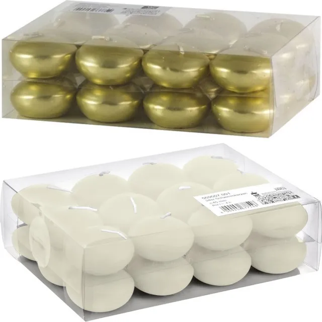Trend Candles Drijfkaarsen pakket van 48 stuks - 24x goud en 24x ivoor wit - 4 branduren per stuk Goudkleurig