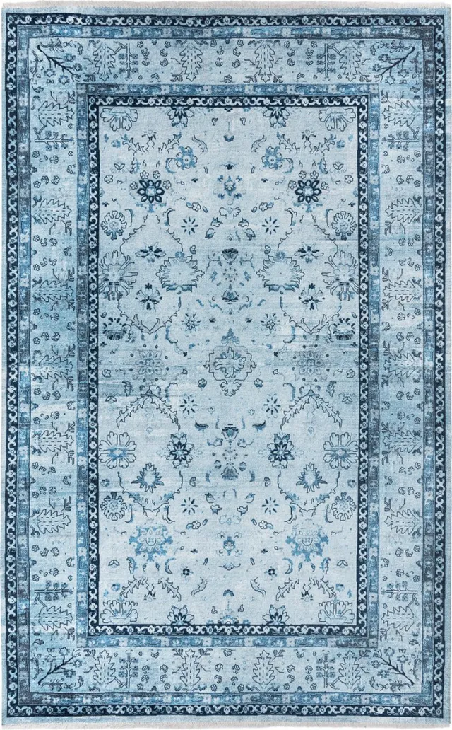 TESSO LIVING Kelim Vintage Vloerkleed - Jeans Blauw - 80 x 215 cm - Premium Laagpolig Woonkamer Tapijt - Boho Stijl - Anti-Slip, Machinewasbaar & Super Zacht