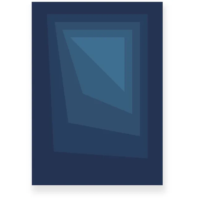 Yisual Poster 20x30 cm - Abstracte Kleurovergang - Verschuivende Rechthoeken - Blauw - Donkerblauw - Vintage - Op-Art - Muurdecoratie - Wanddecoratie